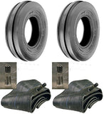 5.00-15 Tri Rib (3 Rib) 6 ply rated Farm Implement Tires with Tubes  (Set of 2)